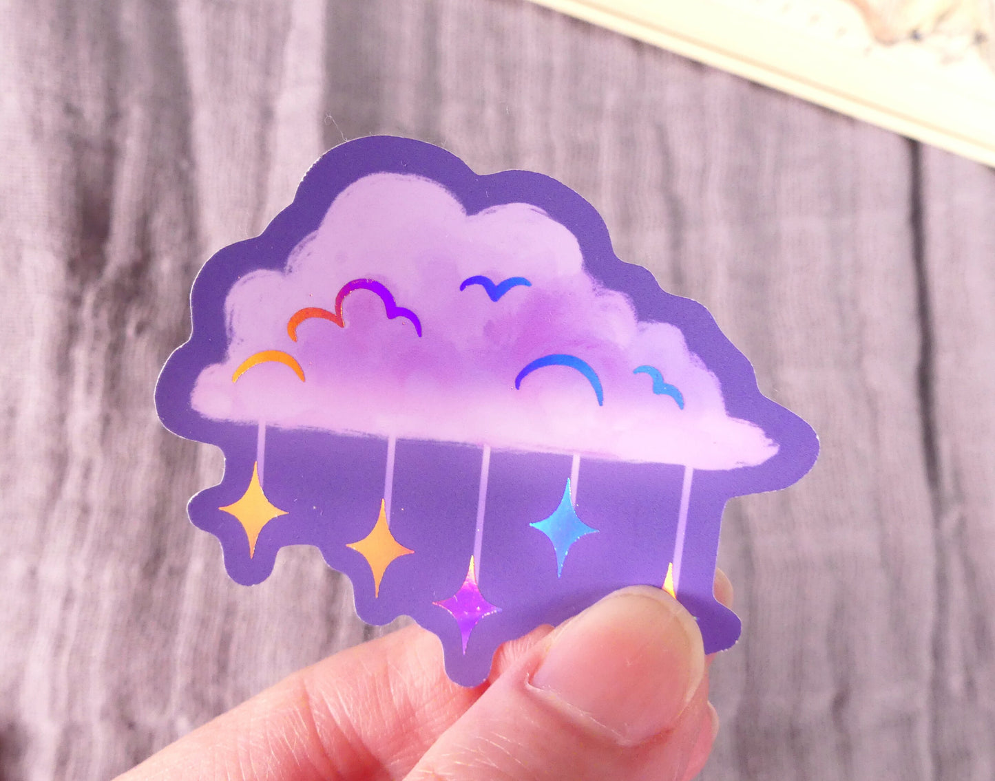Lofi Cloud Sticker With Holographic Foil