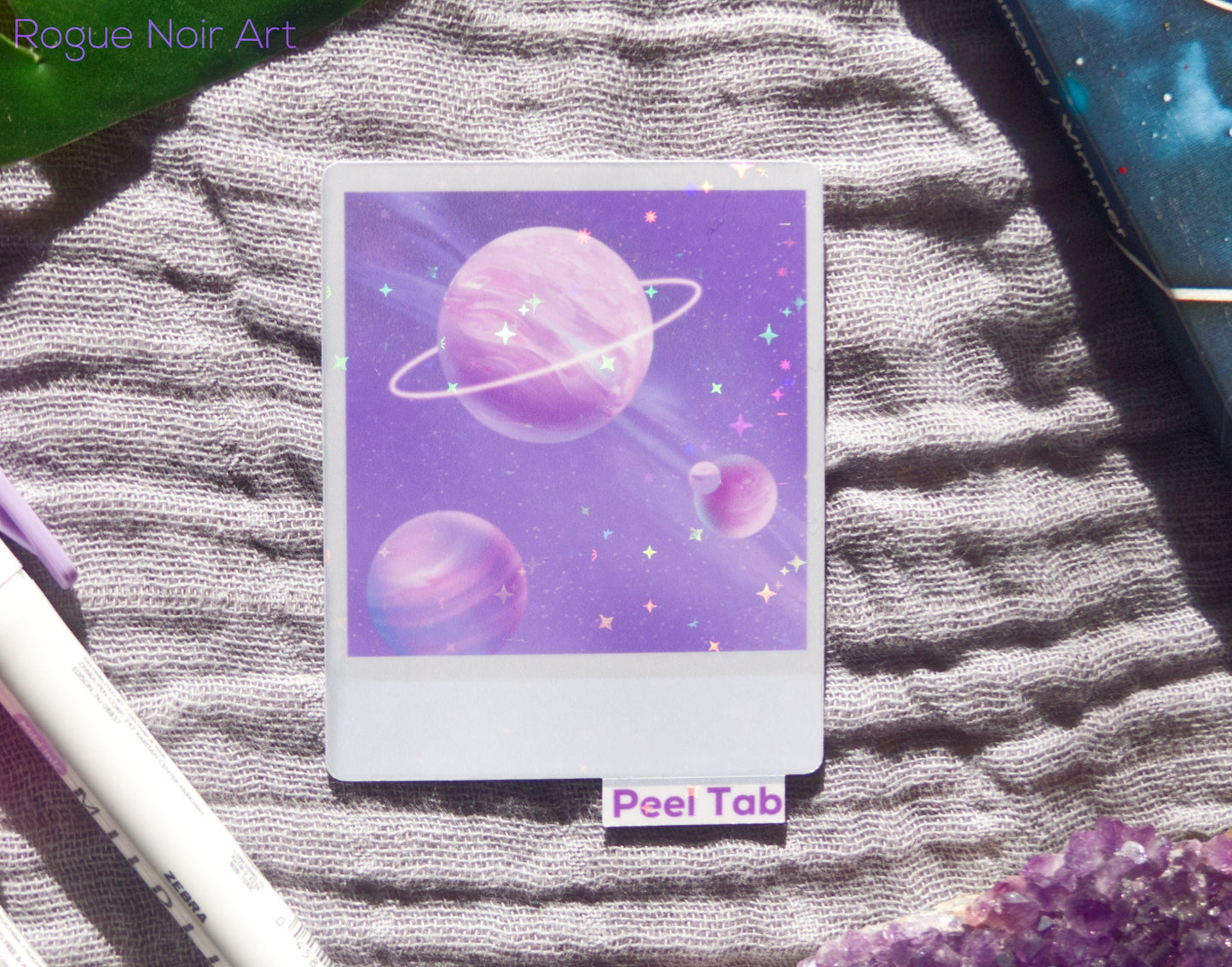Holographic Aesthetic Sticker: Pastel Planets