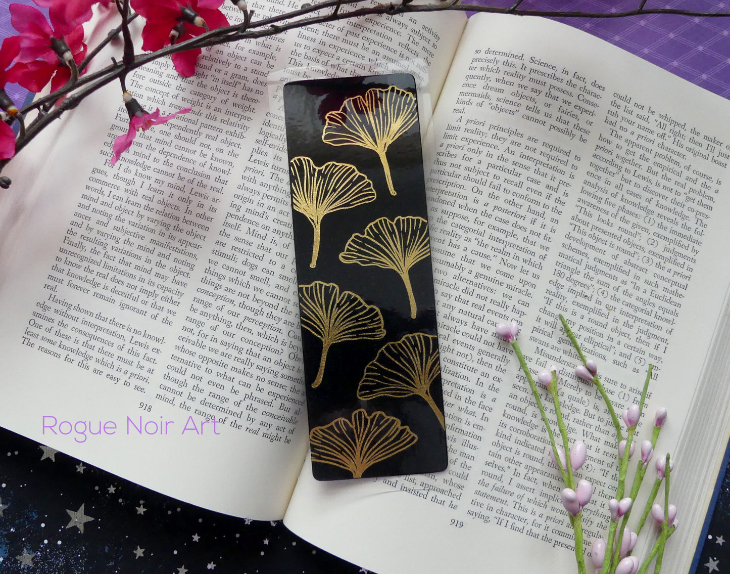 Gingko Leaves Foil Bookmark - Gold, White, Lilac, Teal, or Silver
