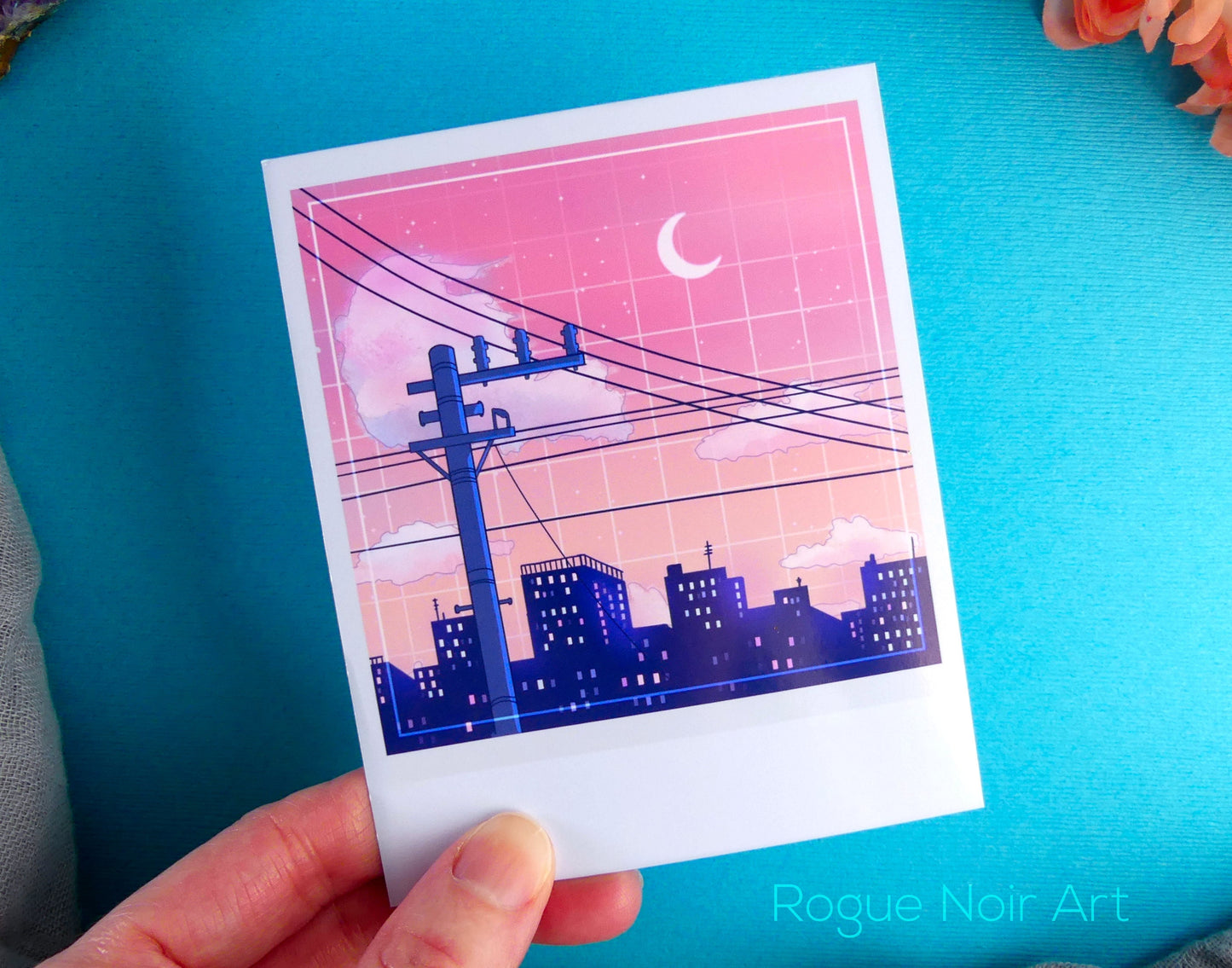 Polaroid Art Print: Lofi City (Peach Edition)