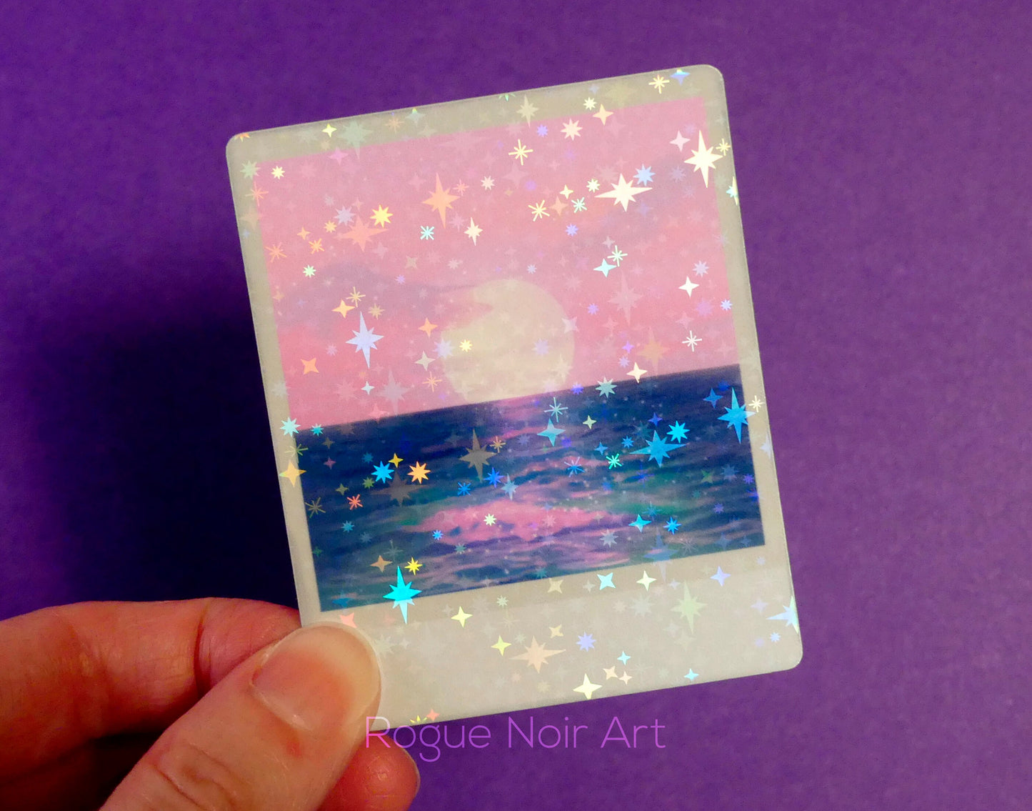Holographic Ocean Sticker: Pastel Beach