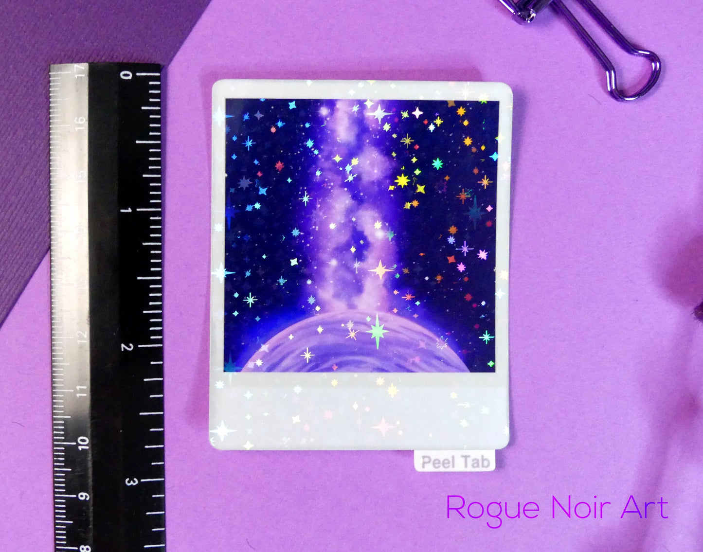 Holographic Aesthetic Sticker: Purple Galaxy