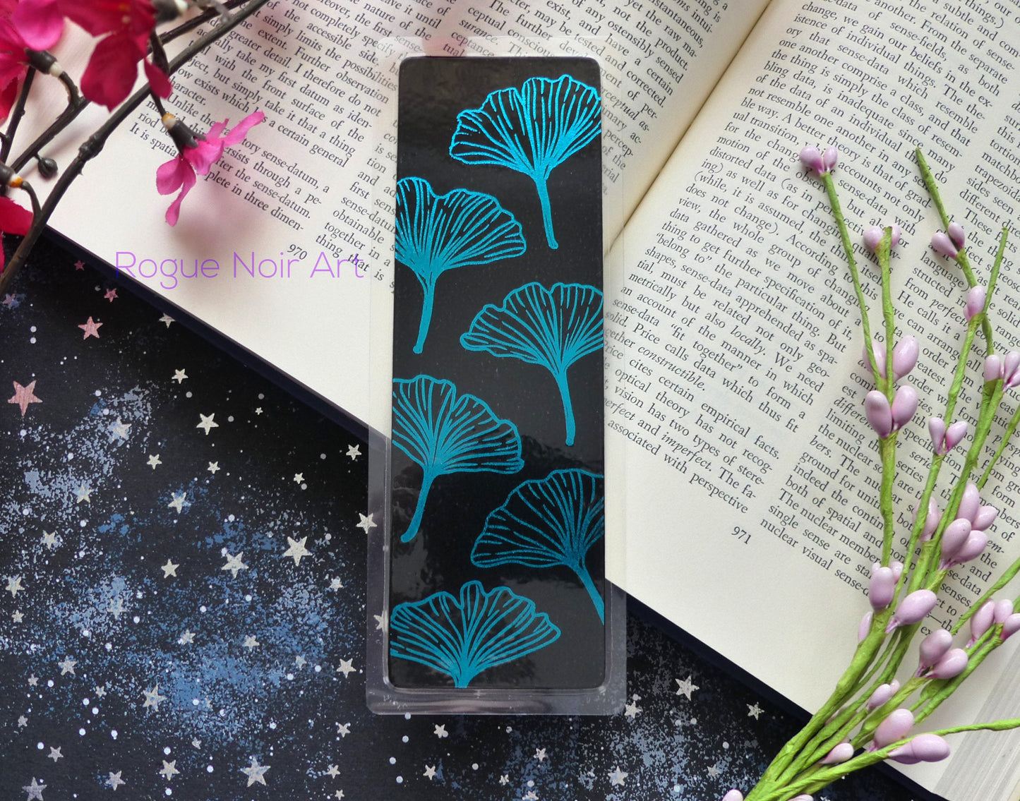 Gingko Leaves Foil Bookmark - Gold, White, Lilac, Teal, or Silver
