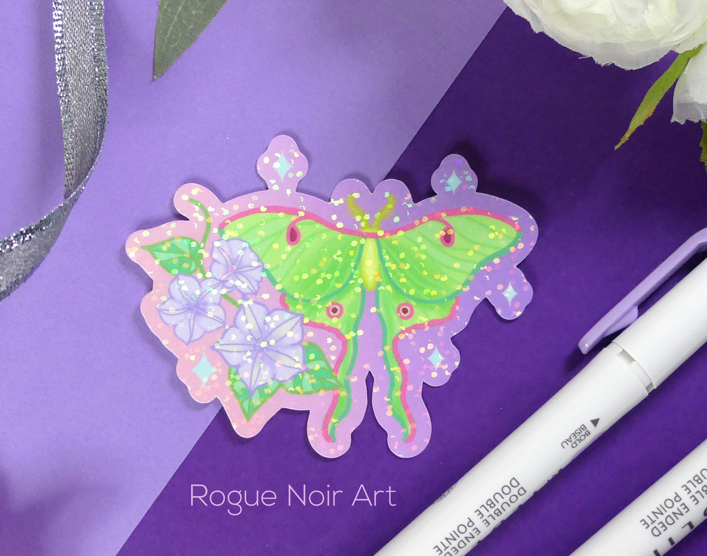 Holographic Luna Moth Sticker