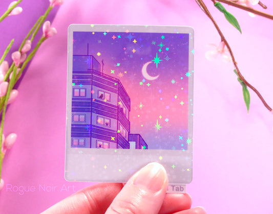 Holographic Aesthetic Sticker: Lofi Sky