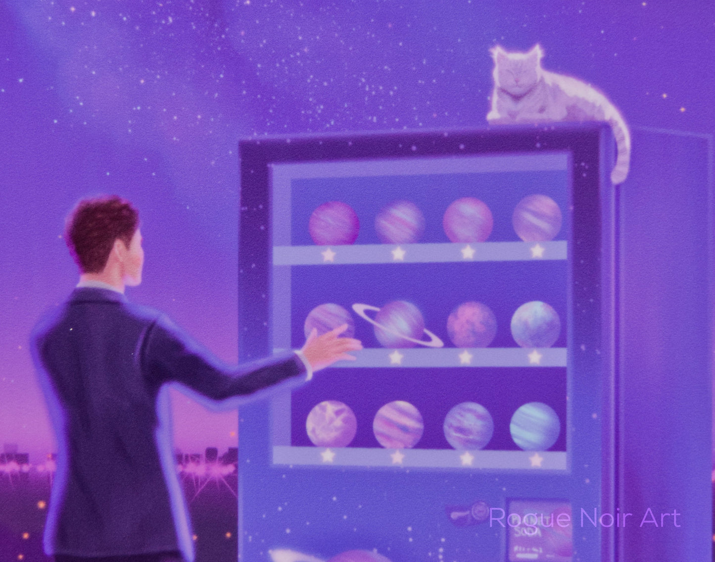 Dreamy Purple Celestial Art Print - Fantasy Illustration