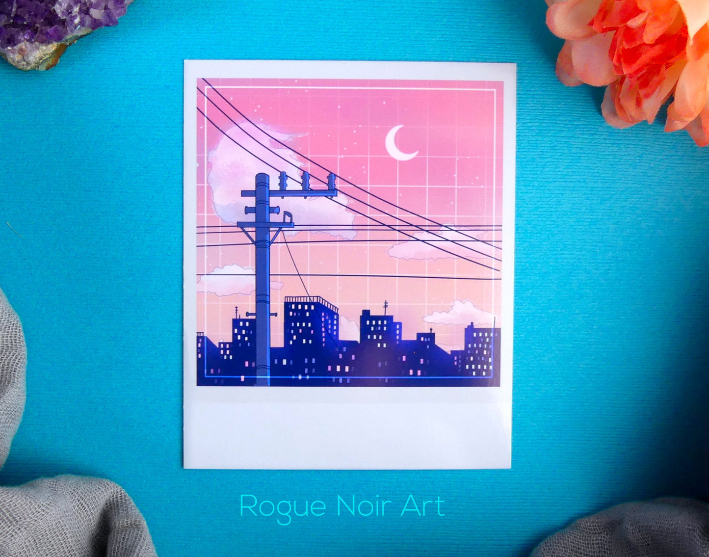Polaroid Art Print: Lofi City (Peach Edition)