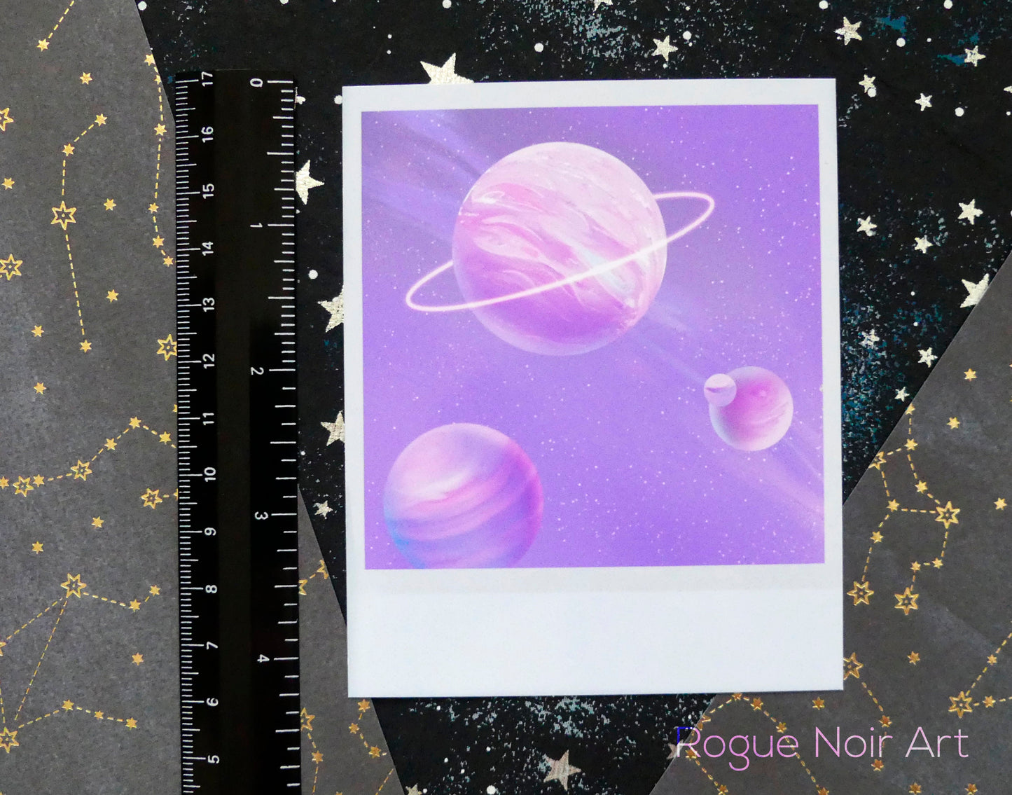 Polaroid Art Print: Pastel Planets