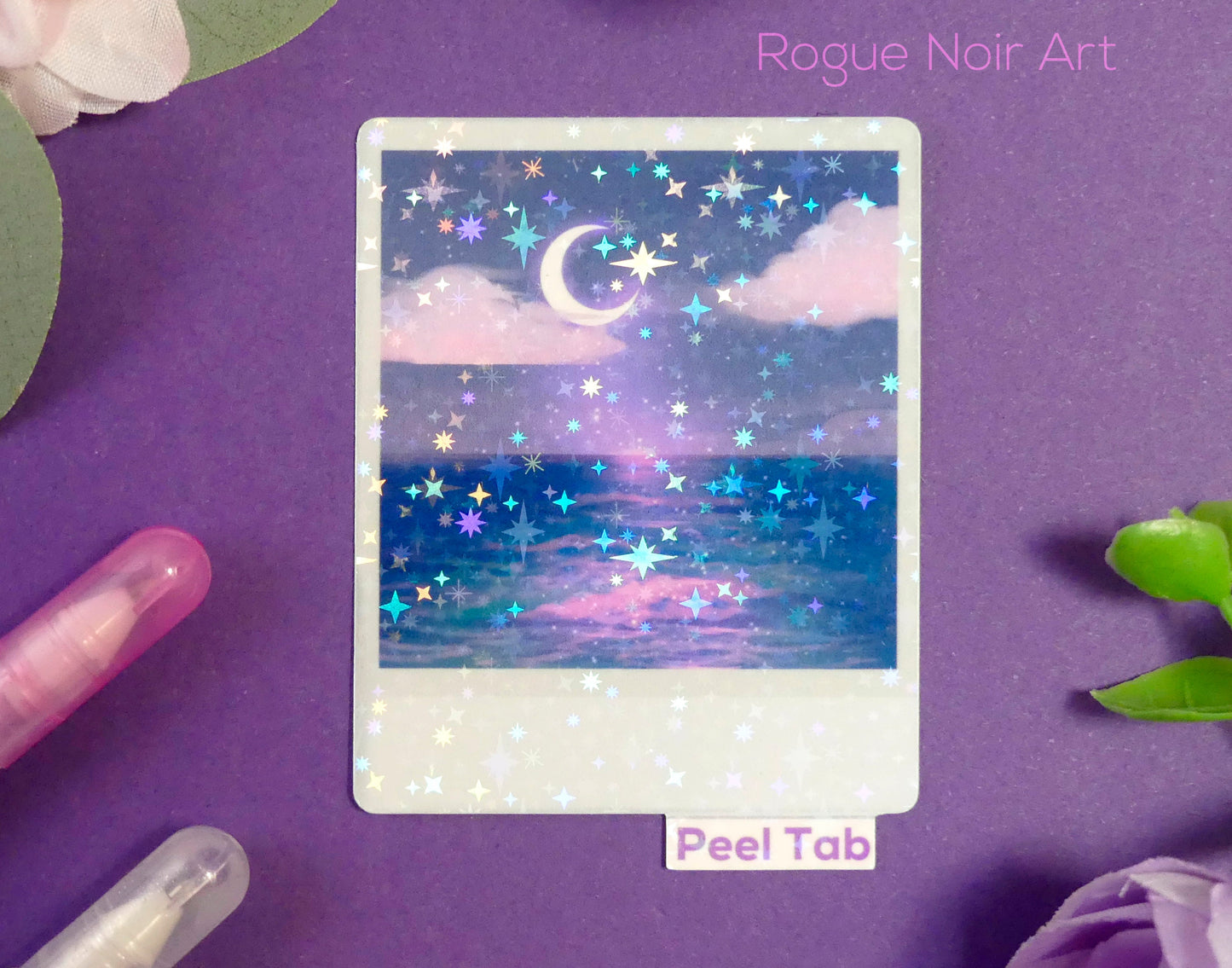 Holographic Ocean Polaroid Sticker