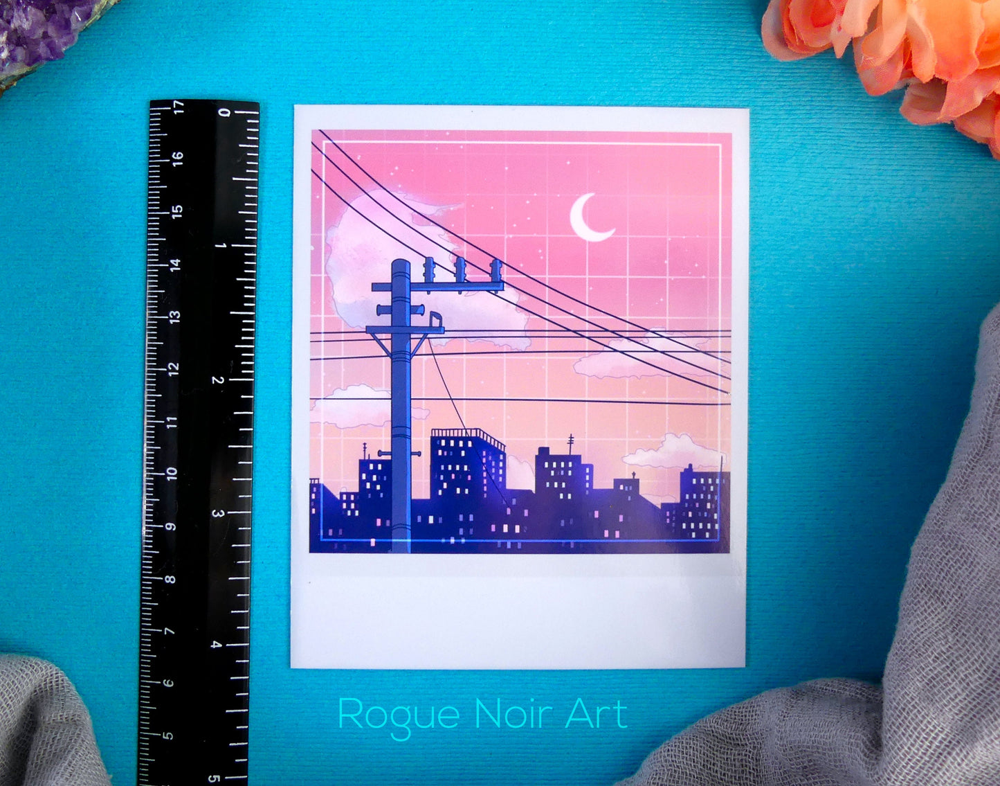 Polaroid Art Print: Lofi City (Peach Edition)