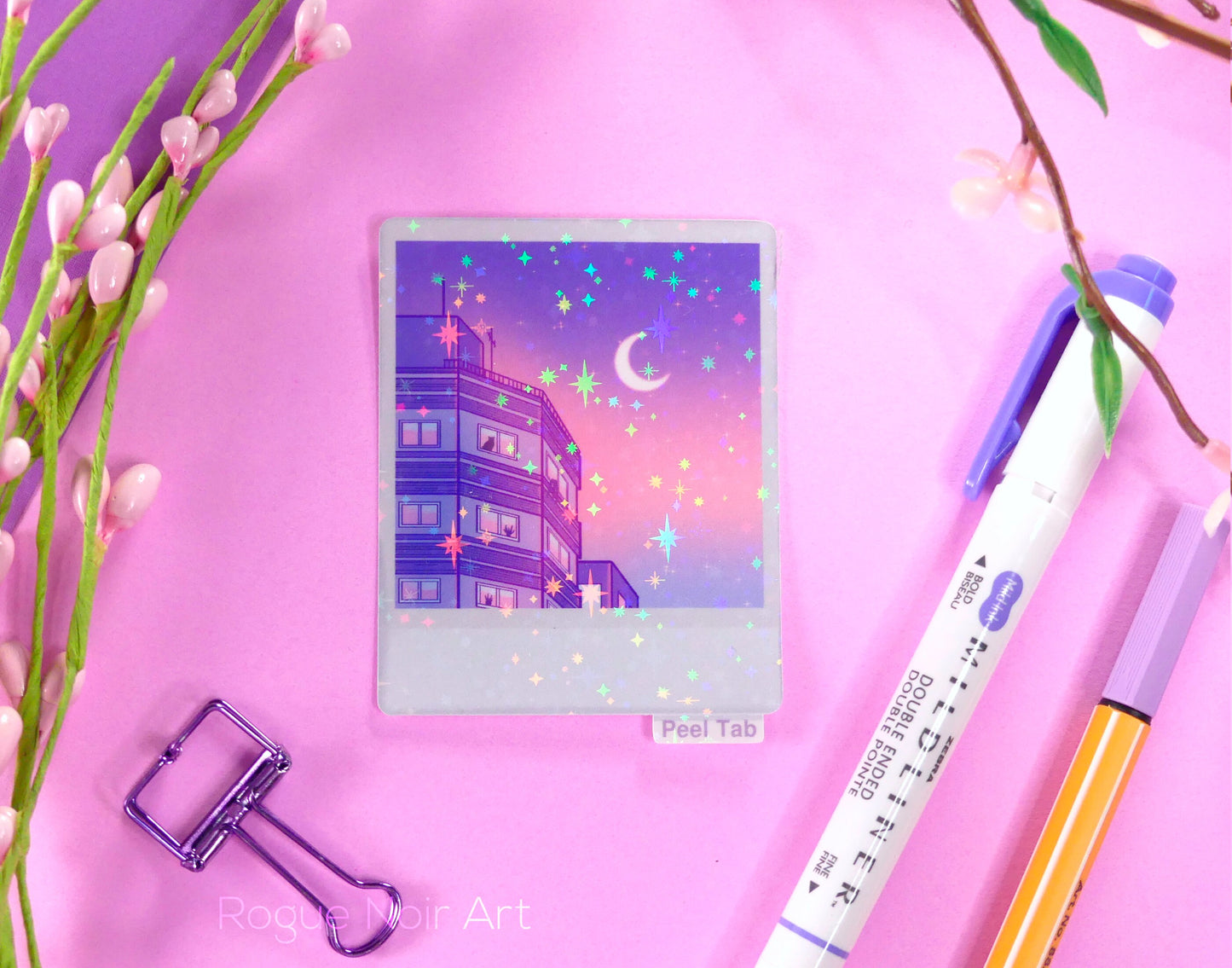 Holographic Aesthetic Sticker: Lofi Sky