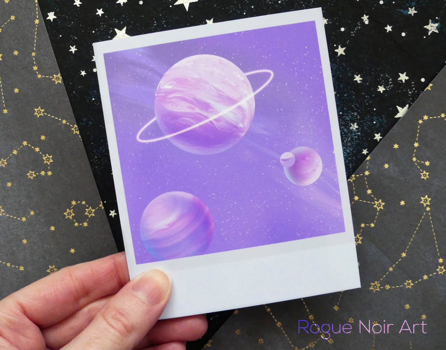 Polaroid Art Print: Pastel Planets