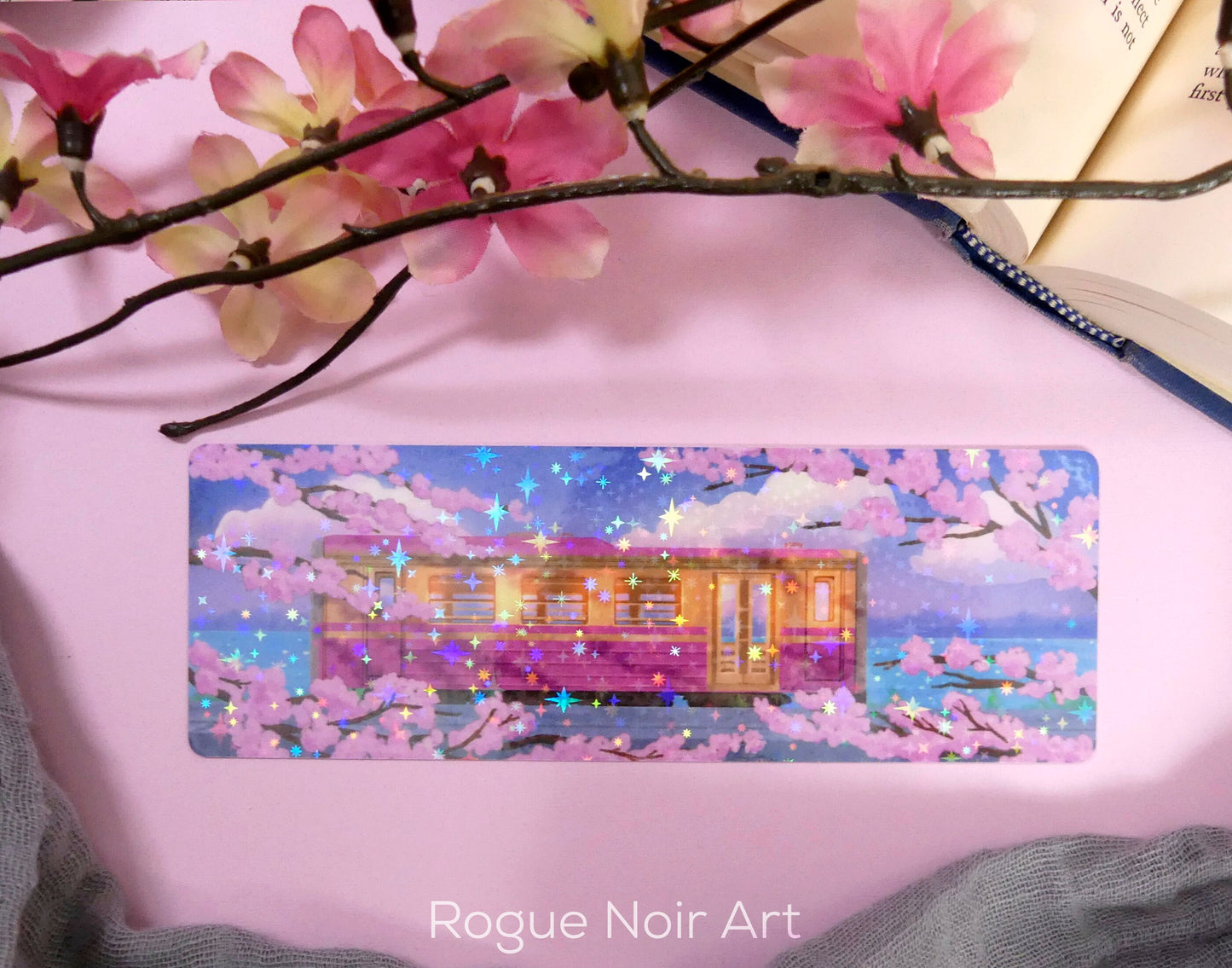 Cherry Blossom Holographic Bookmark