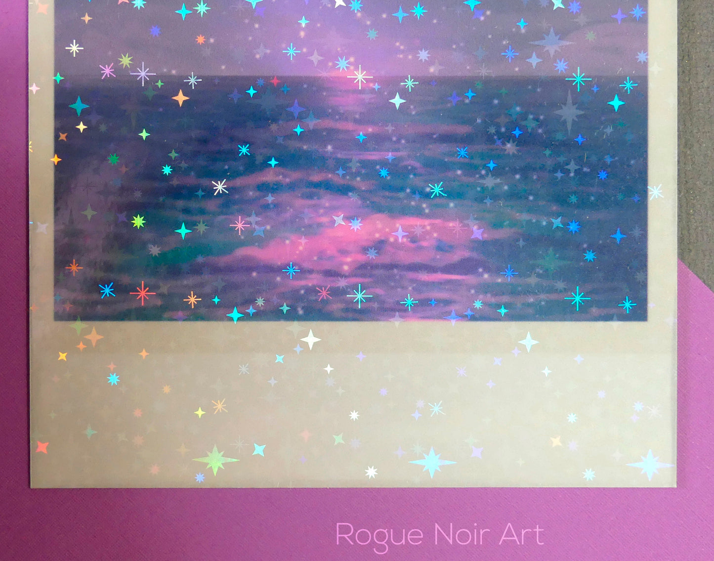 Holographic Polaroid Art Print: Aesthetic Ocean