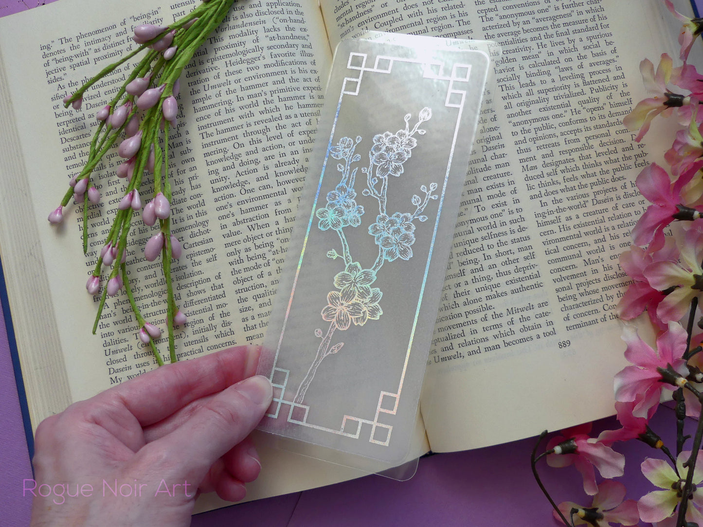 Sakura Foil Bookmark | Holographic Silver, Magenta, Pink, or Lilac