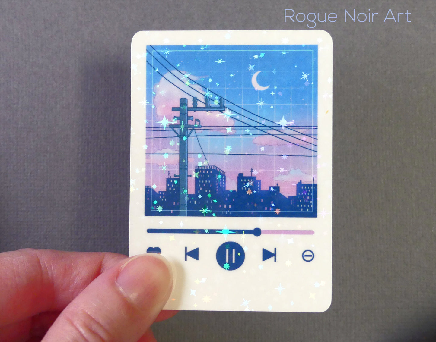Holographic Lofi Sticker: Aesthetic Music Player