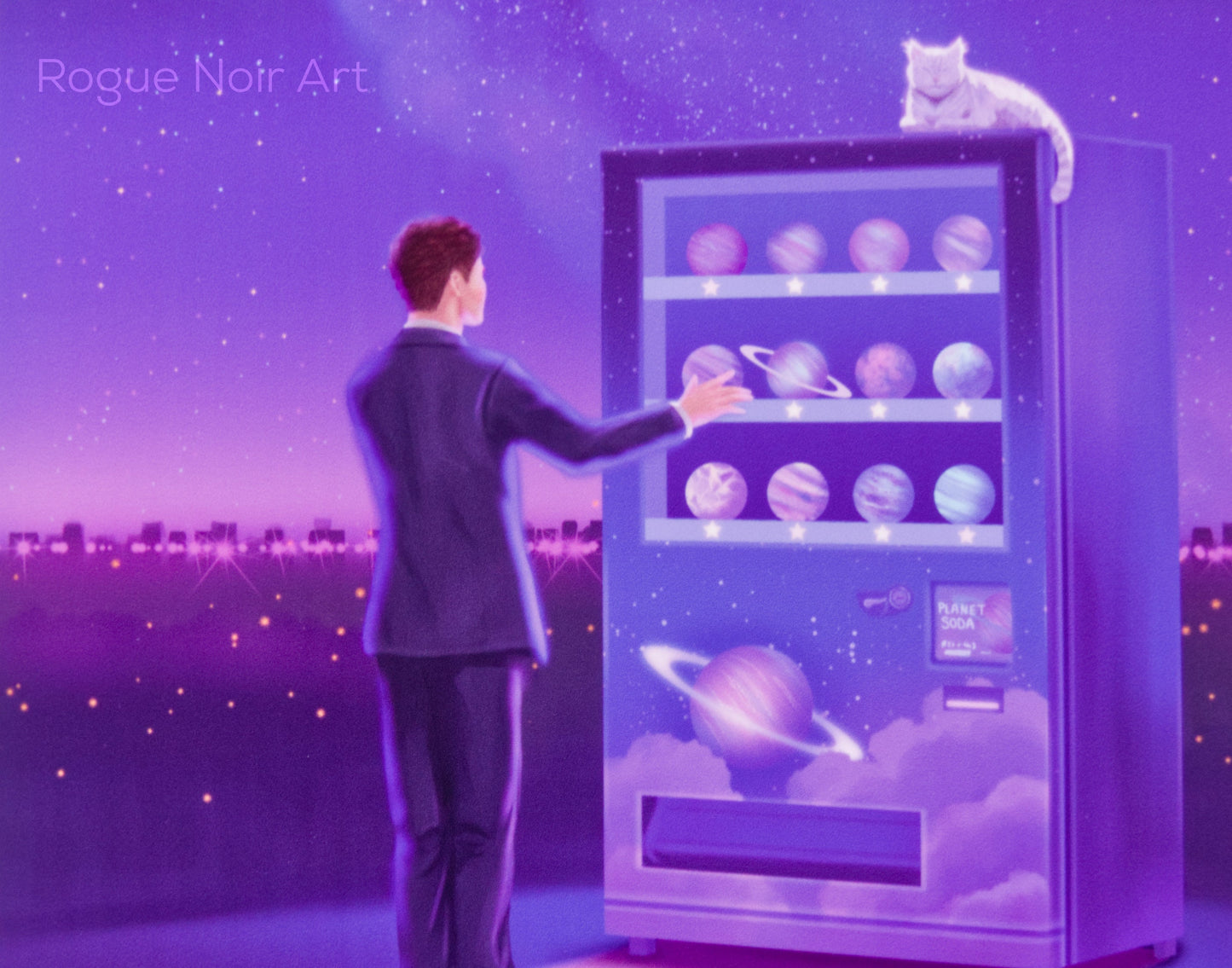 Dreamy Purple Celestial Art Print - Fantasy Illustration