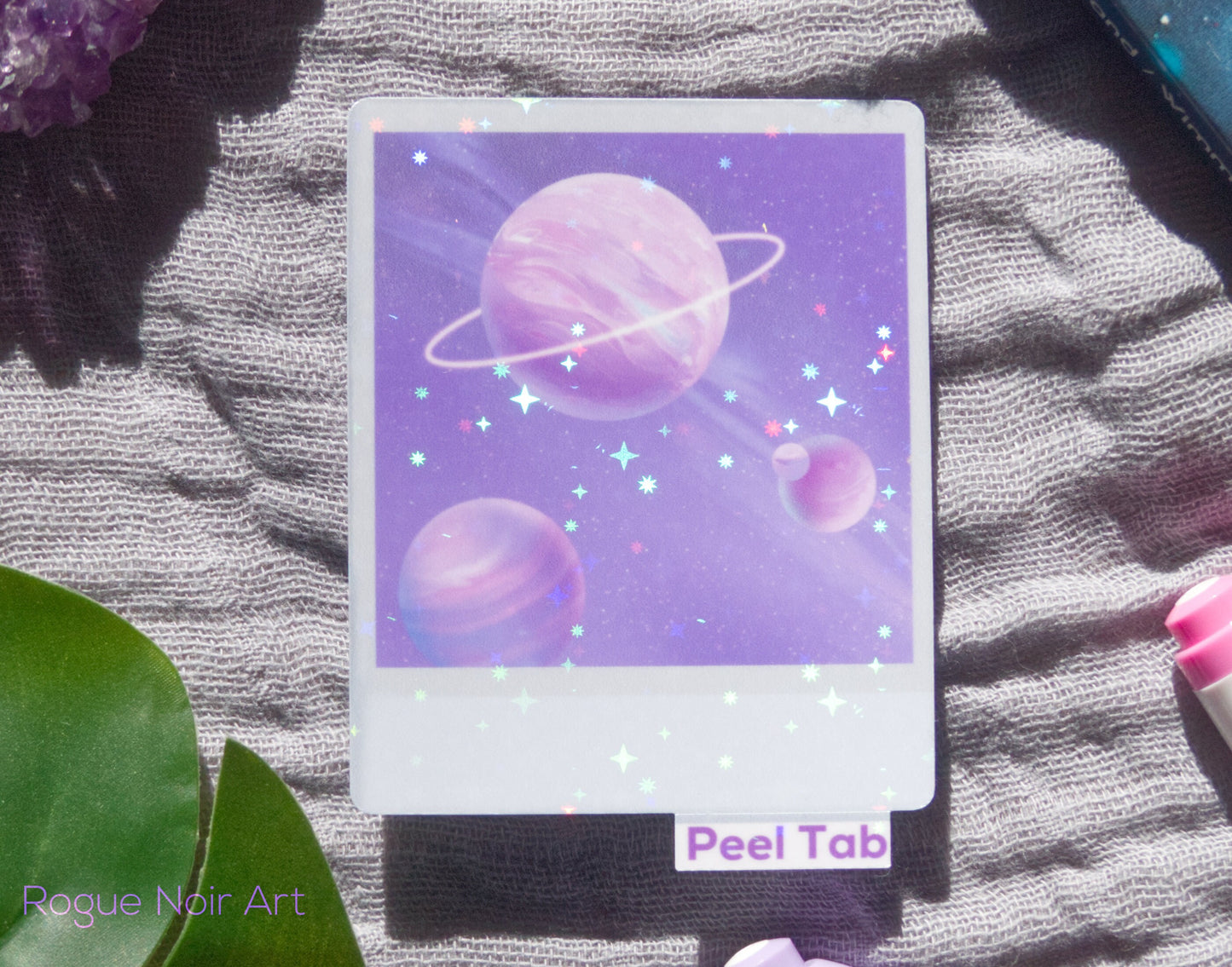 Holographic Aesthetic Sticker: Pastel Planets