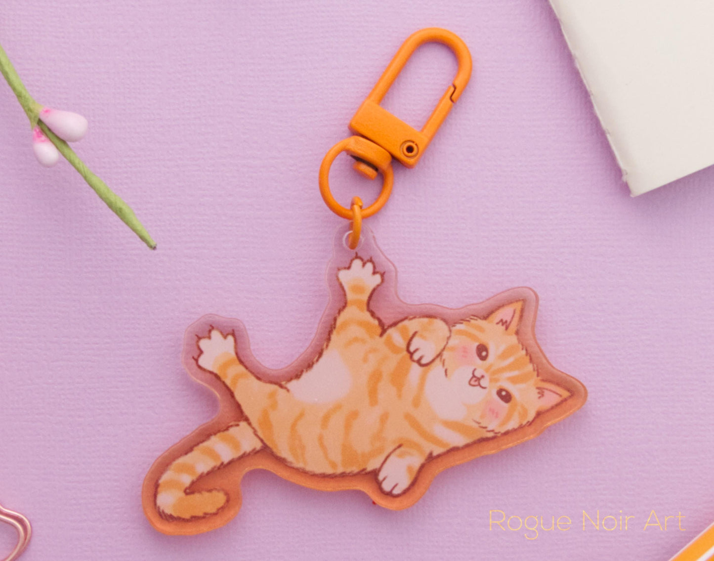 Cute Orange Cat Acrylic Keychain