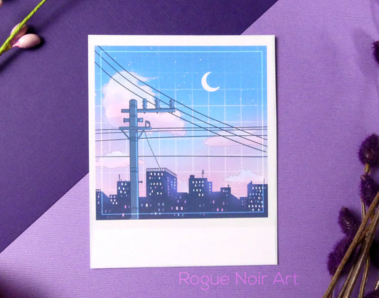 Polaroid Art Print: Lofi City Aesthetic Mini Art Print