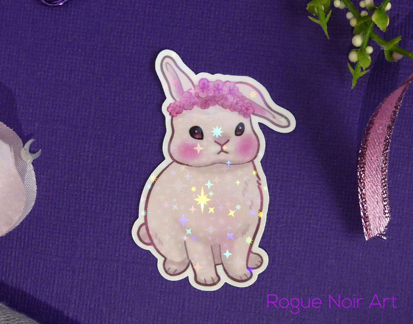 Cute Bunny Stickers: Holographic or Matte