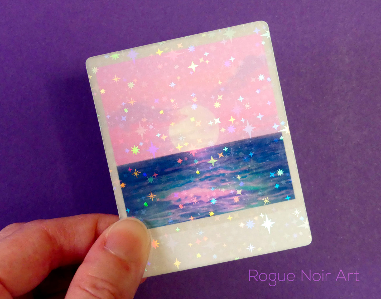 Holographic Ocean Sticker: Pastel Beach
