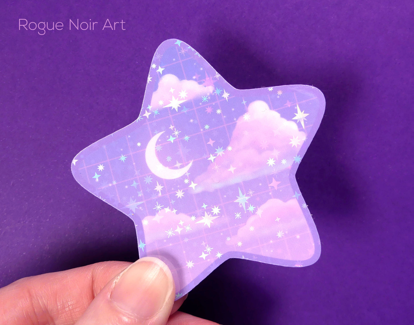 Holographic Aesthetic Sticker: Lofi Stars
