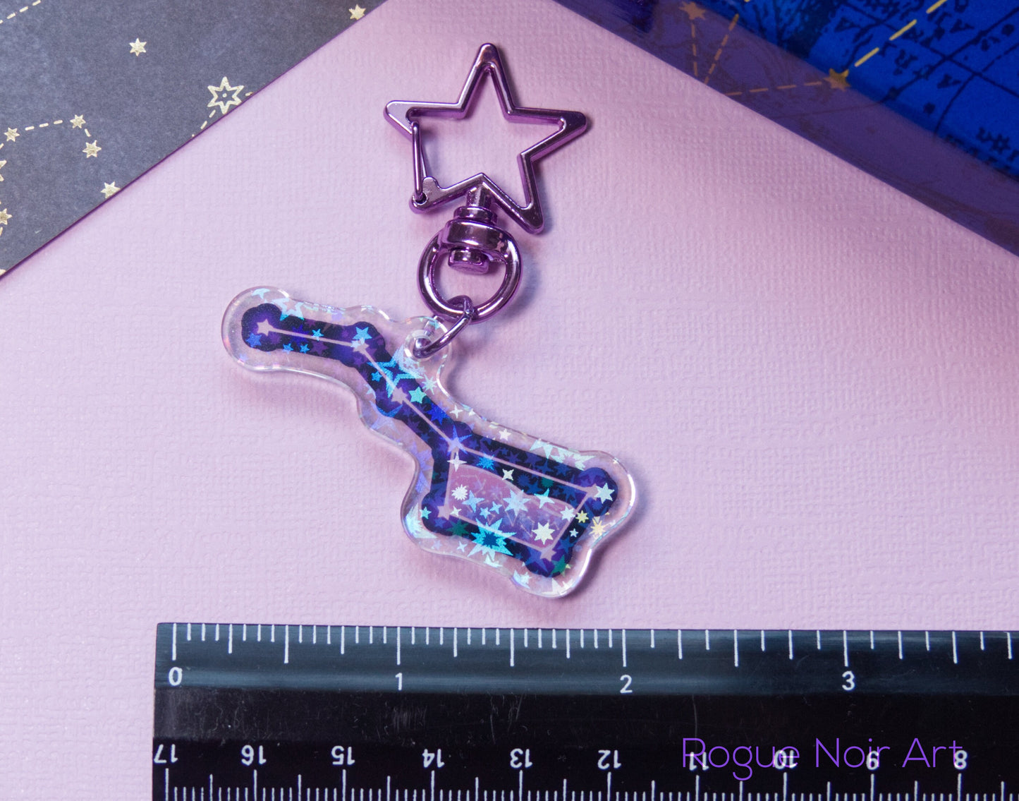 Cute Celestial Bag Charm Acrylic Galaxy Keychain - Aesthetic Holographic Acrylic Keychain