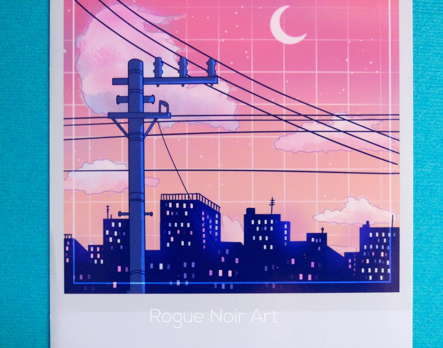 Polaroid Art Print: Lofi City (Peach Edition)