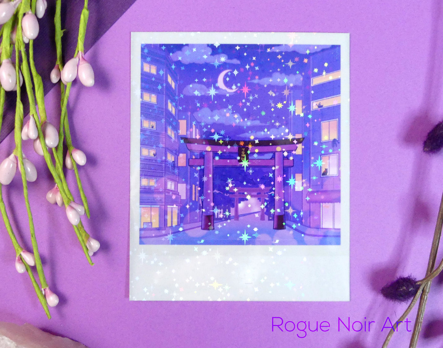 Holographic Polaroid Art Print: Tokyo Torii Gate
