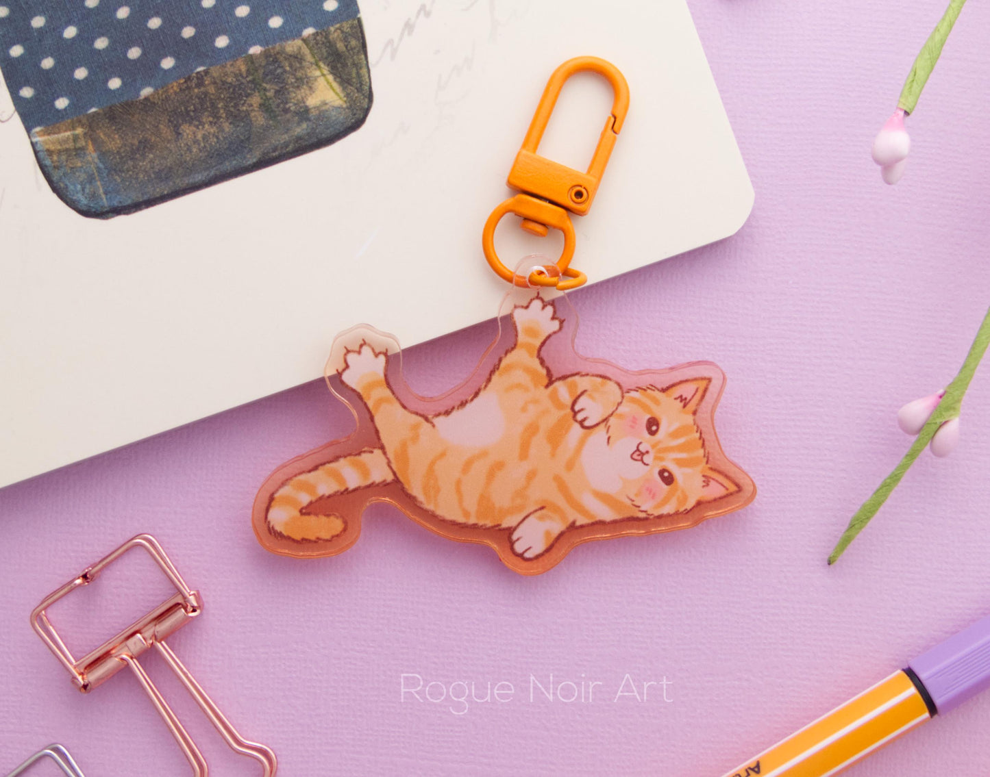 Cute Orange Cat Acrylic Keychain