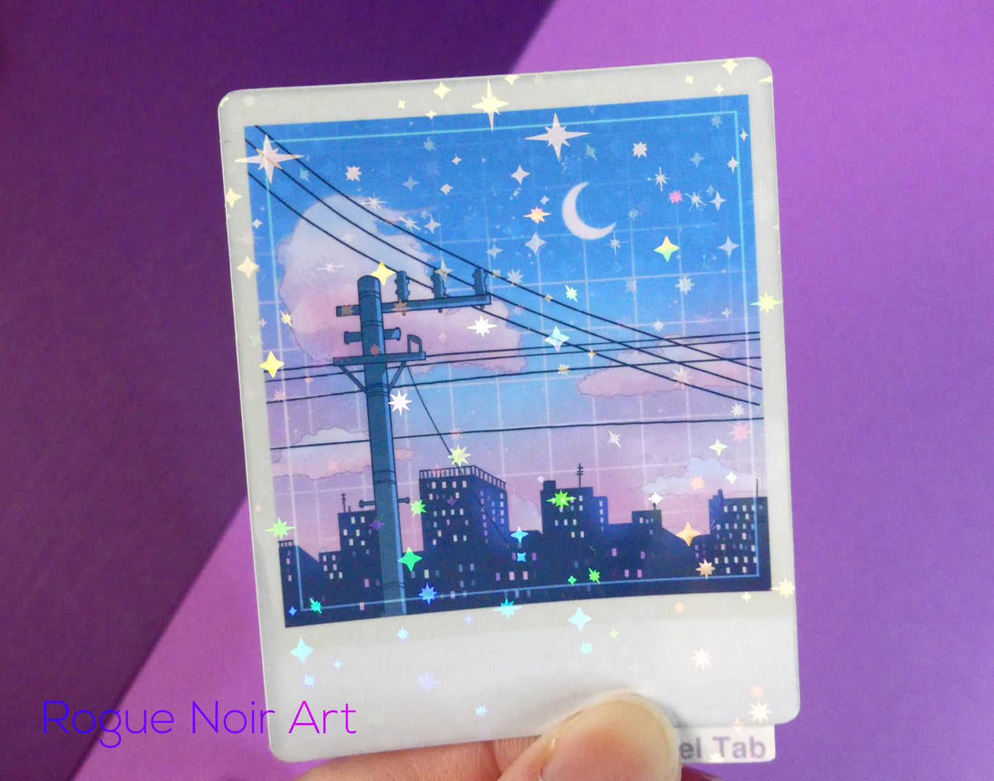 Holographic Polaroid Sticker - Lofi City