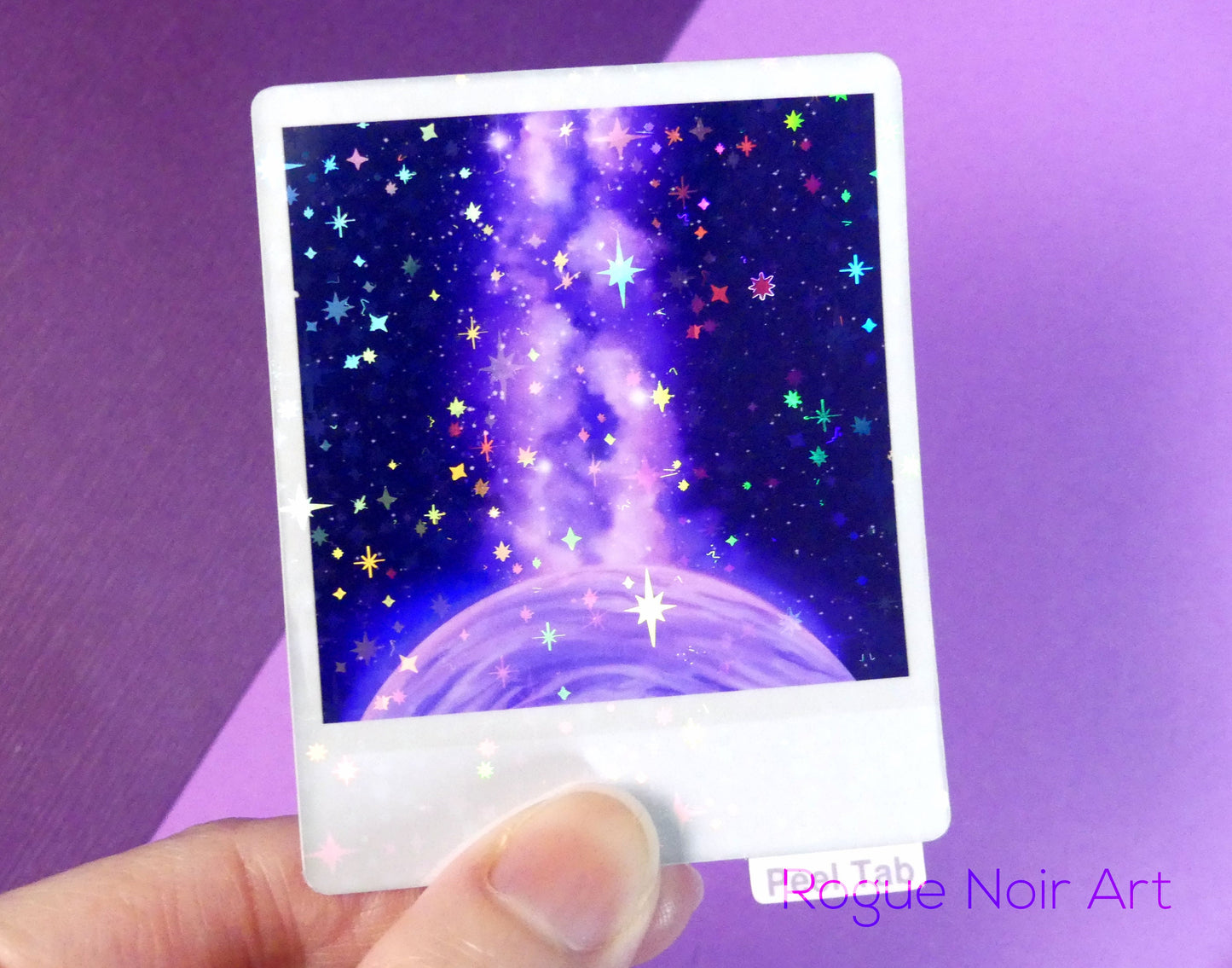 Holographic Aesthetic Sticker: Purple Galaxy
