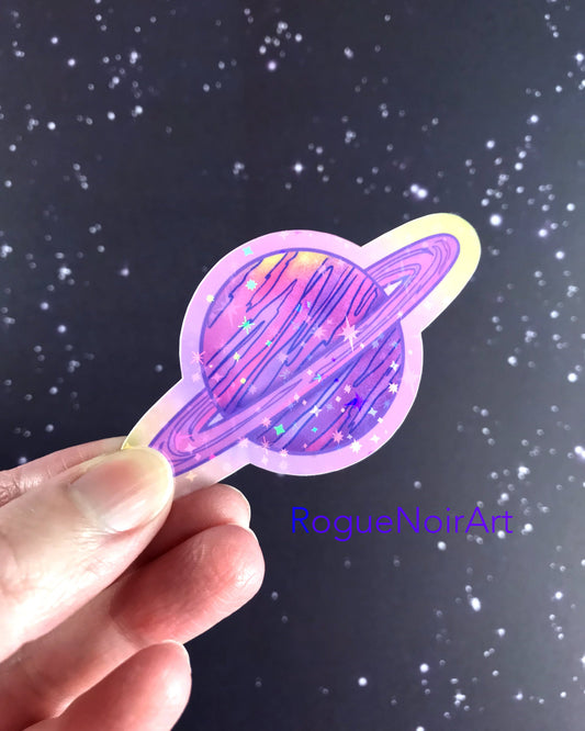 Holographic Purple Planet Stickers
