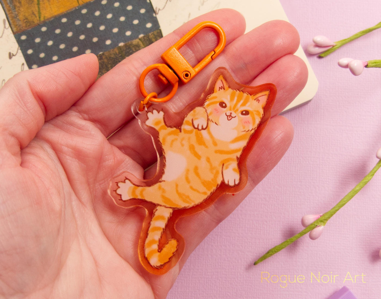 Cute Orange Cat Acrylic Keychain