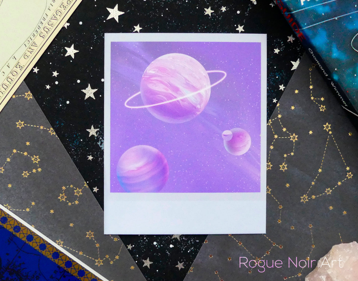 Polaroid Art Print: Pastel Planets