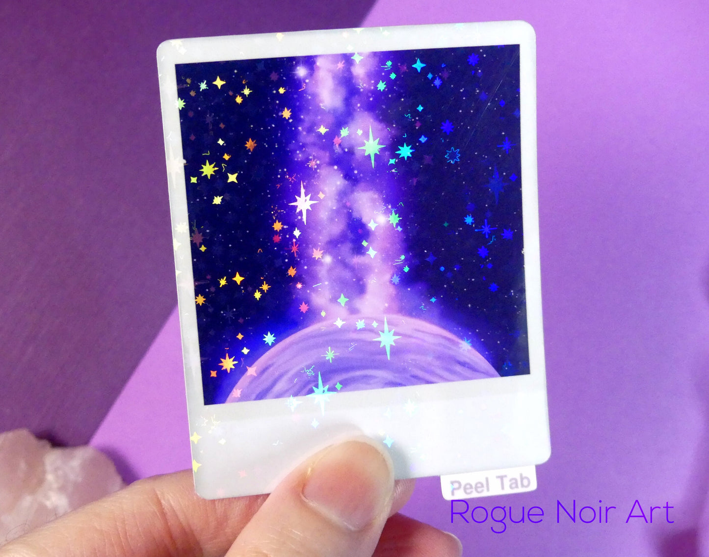 Holographic Aesthetic Sticker: Purple Galaxy