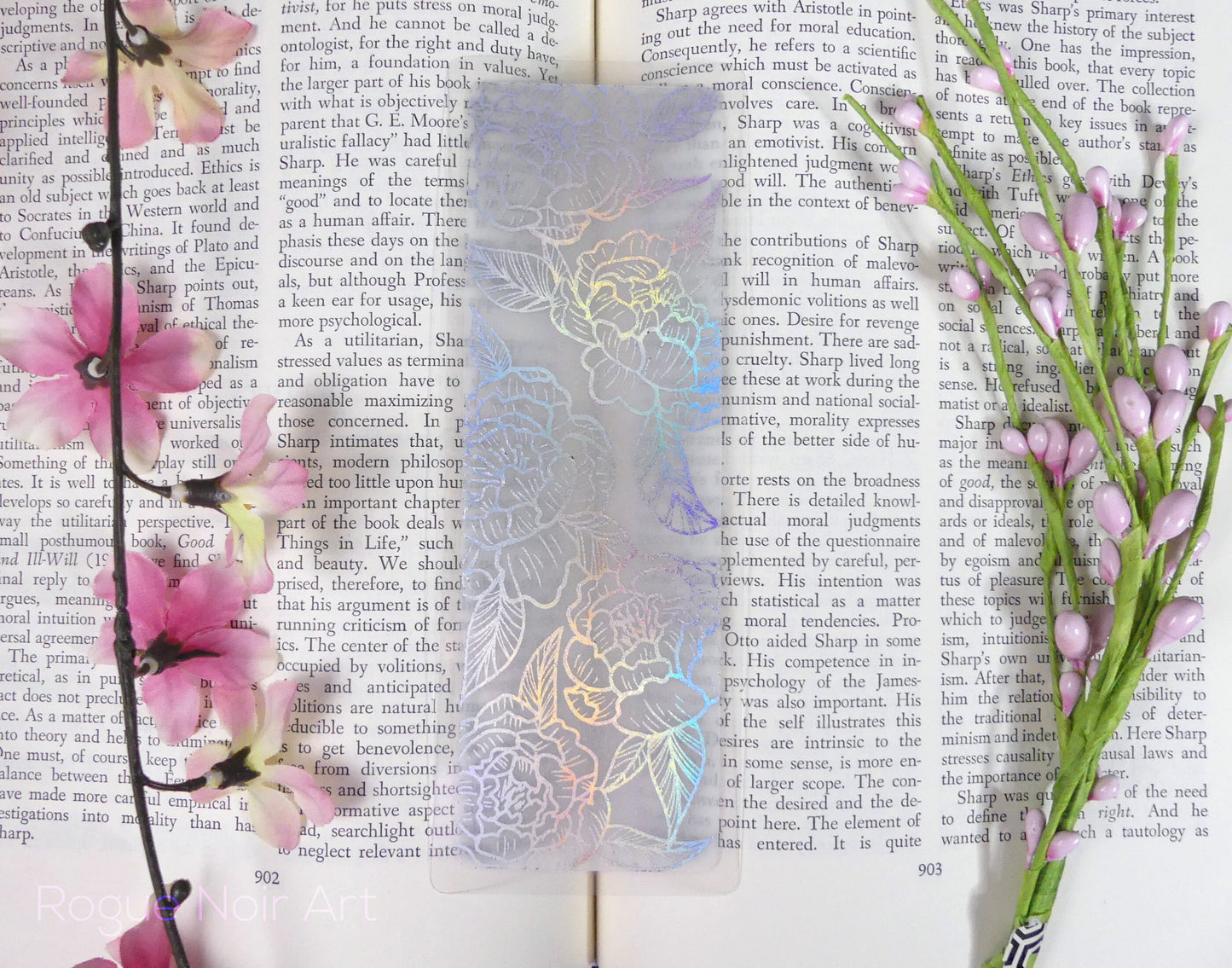 Peony Flower Bookmark - Holographic