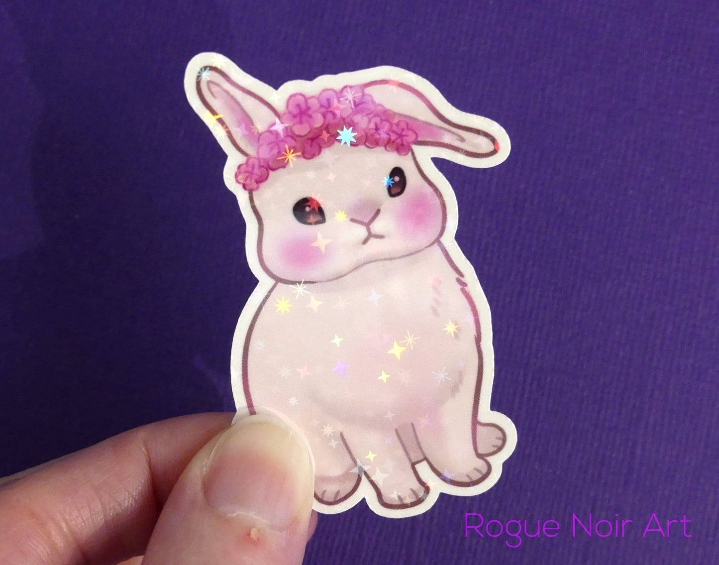Cute Bunny Stickers: Holographic or Matte