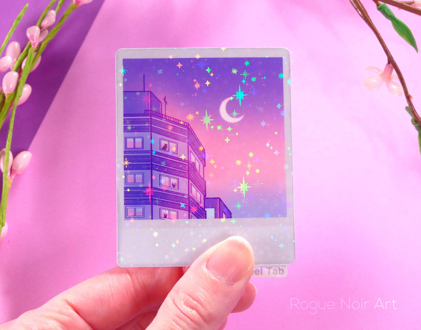 Holographic Aesthetic Sticker: Lofi Sky