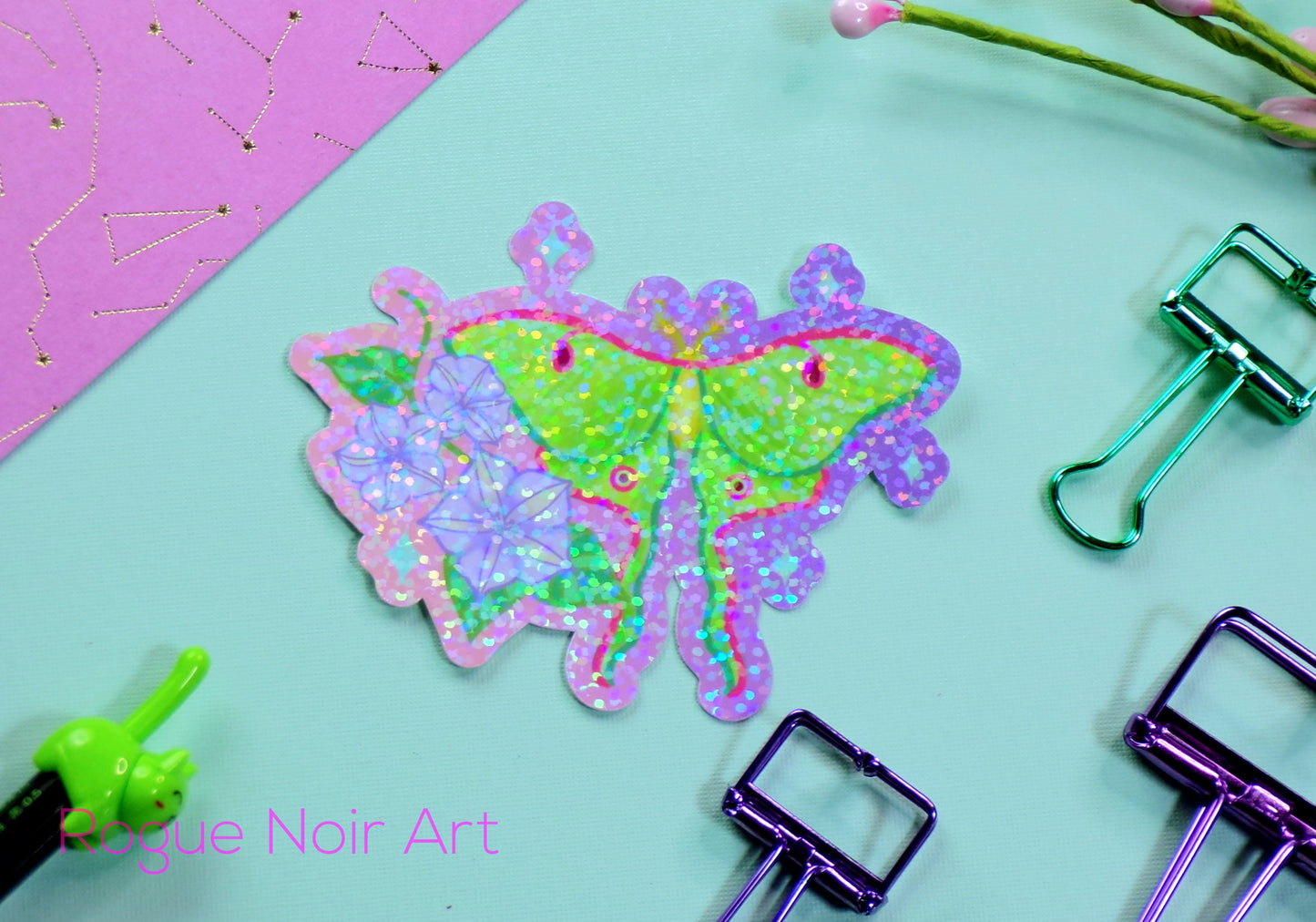 Holographic Luna Moth Sticker