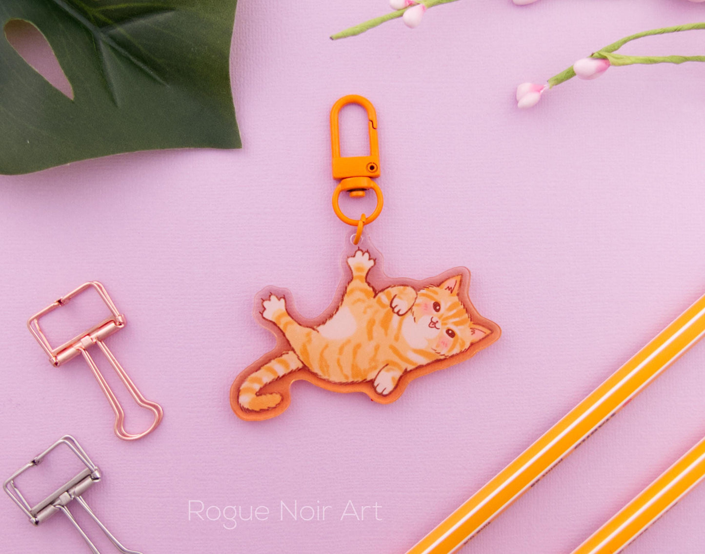Cute Orange Cat Acrylic Keychain
