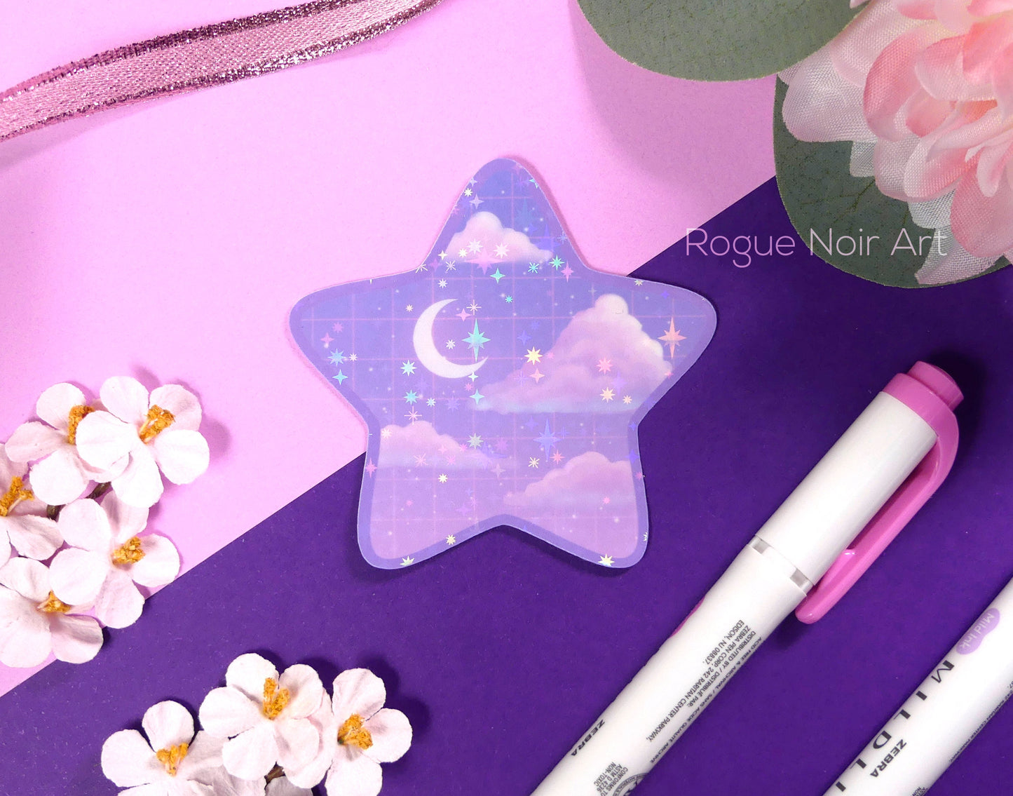 Holographic Aesthetic Sticker: Lofi Stars