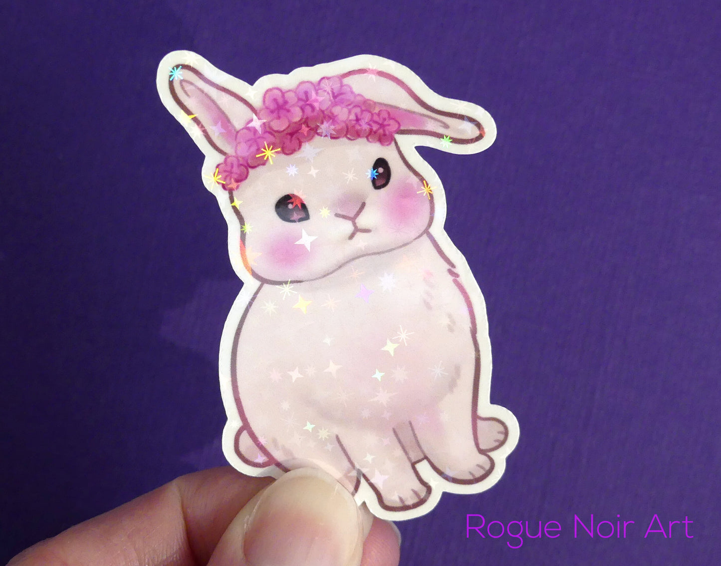 Cute Bunny Stickers: Holographic or Matte