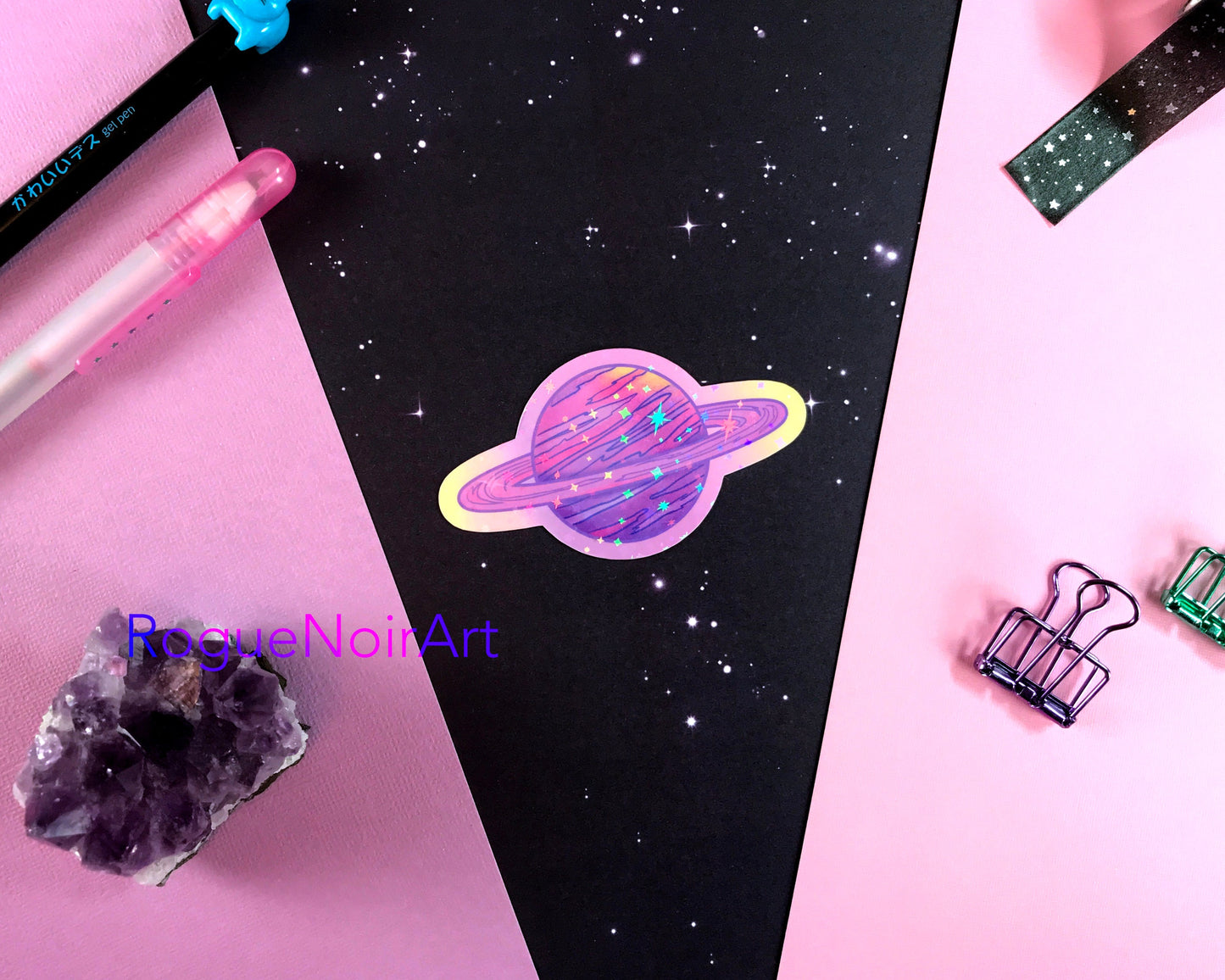 Holographic Purple Planet Stickers