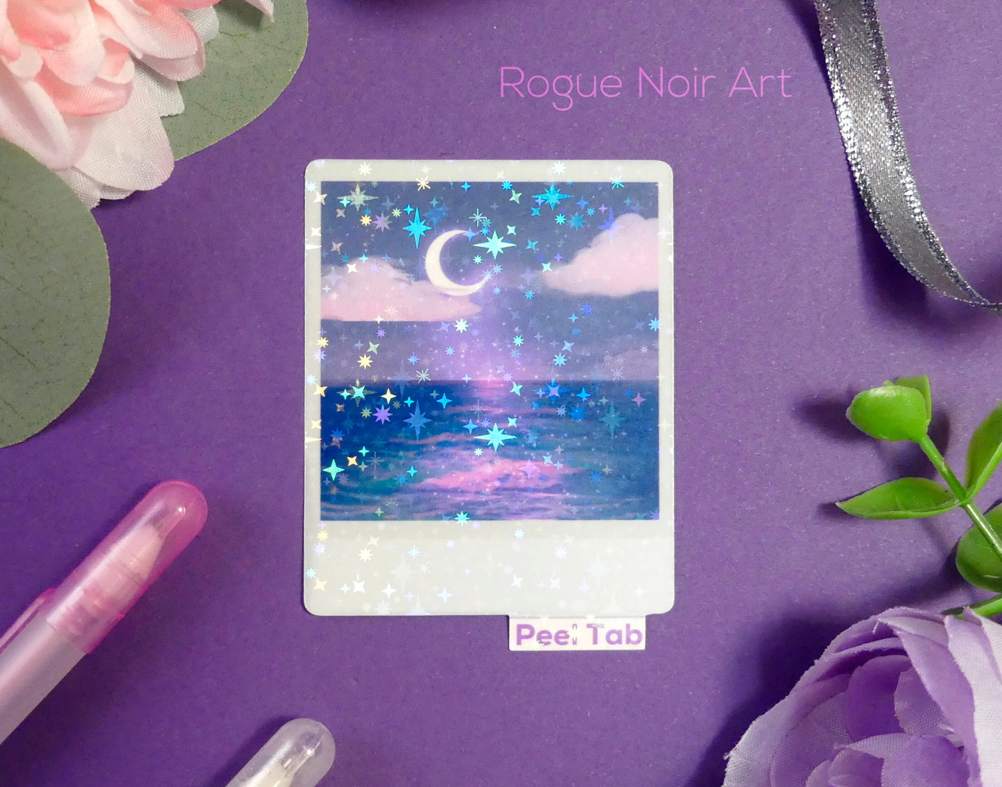 Holographic Ocean Polaroid Sticker