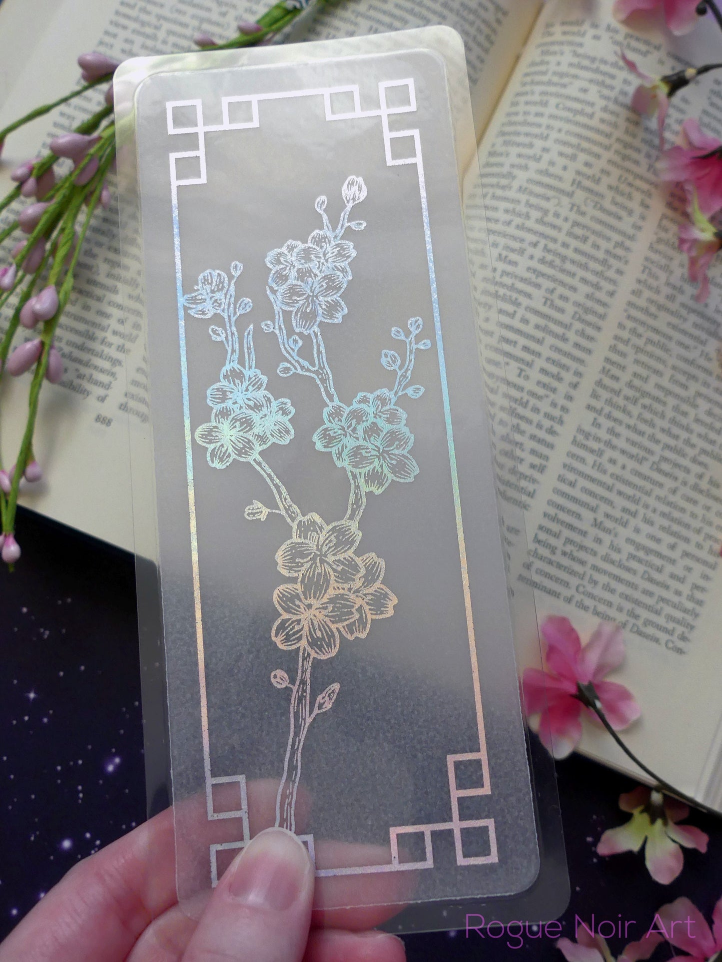Sakura Foil Bookmark | Holographic Silver, Magenta, Pink, or Lilac
