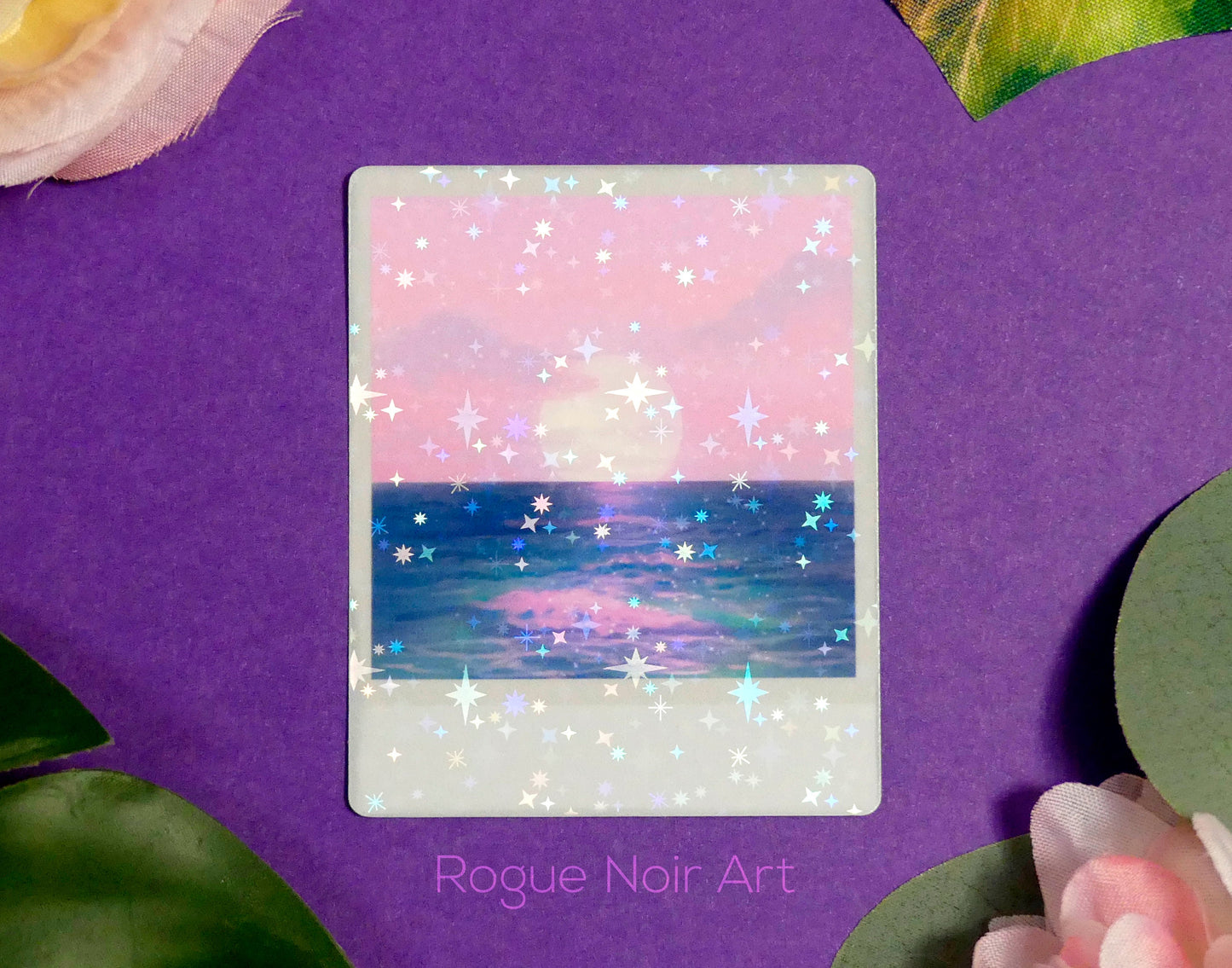 Holographic Ocean Sticker: Pastel Beach
