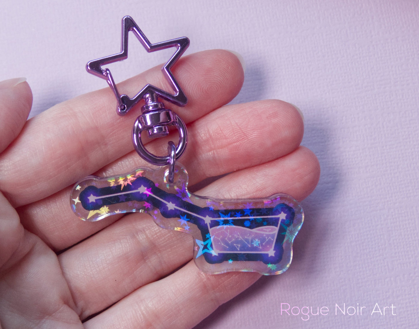 Cute Celestial Bag Charm Acrylic Galaxy Keychain - Aesthetic Holographic Acrylic Keychain