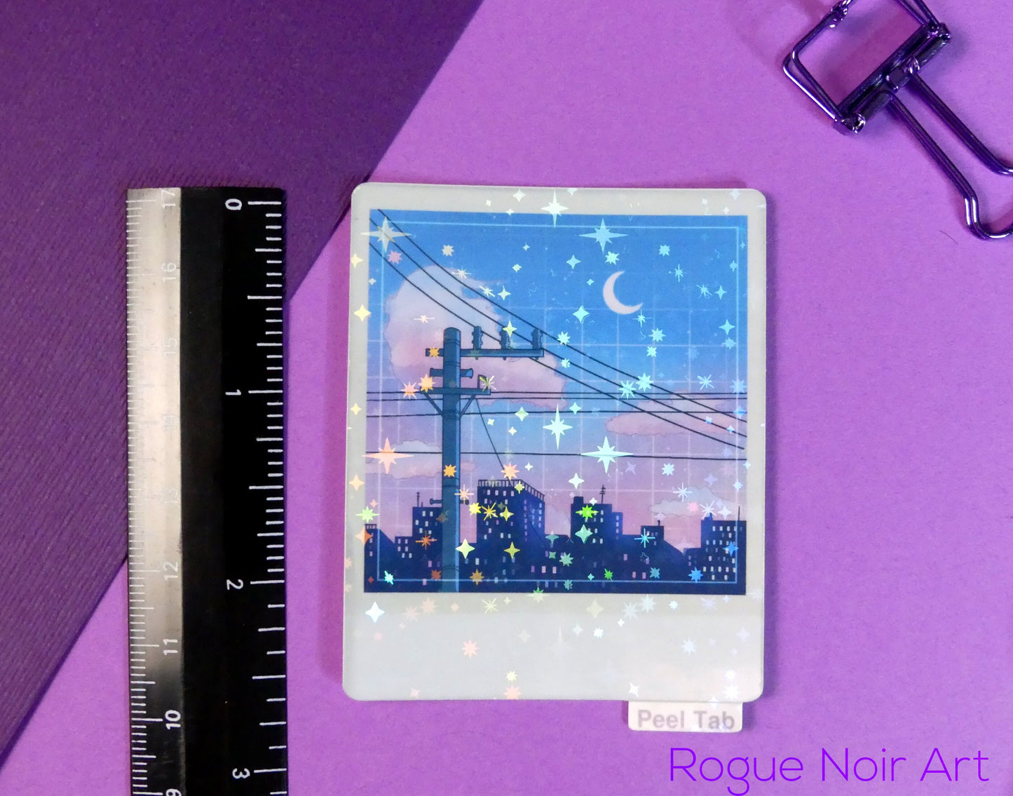 Holographic Polaroid Sticker - Lofi City
